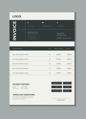 Invoice template design, billing cash voucher, money receipt cash memo layout design with mockup