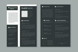 Professional modern and clean double pages resume template, CV layout design with mockup vector