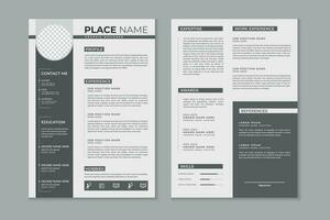 Professional modern and clean double pages resume template, CV layout design with mockup vector