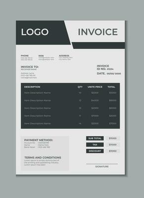 Invoice template design, billing cash voucher, money receipt cash memo layout design with mockup