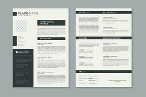 Professional modern and clean double pages resume template, CV layout design with mockup vector