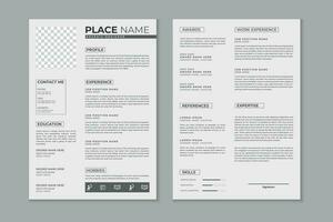 Professional modern and clean double pages resume template, CV layout design with mockup vector