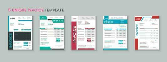 Invoice bundle, invoice collection, invoice set, company billing cash voucher, money receipt cash memo layout design with mockup vector