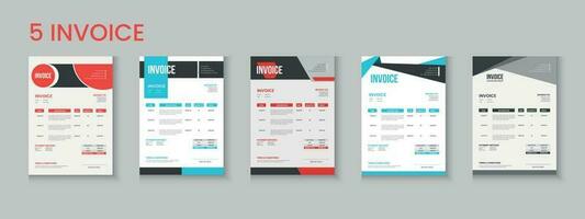 Invoice bundle, invoice collection, invoice set, company billing cash voucher, money receipt cash memo layout design with mockup vector