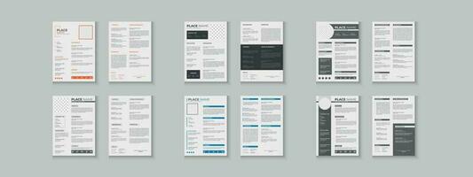 Resume bundle collections, unique vector mega cv set template, 2 pages cv layout or resume design with mockup