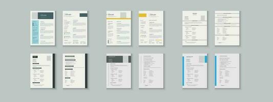 Resume bundle collections, unique vector mega cv set template, 2 pages cv layout or resume design with mockup