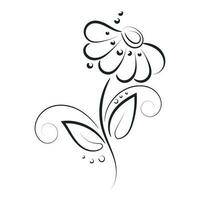 Simple Sketch with a flower and leave vector illustration outline hand drawn for print or use as poster, card, Tattoo or T Shirt