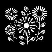 Flower Pattern - Black and White Isolated Icon - Vector illustration