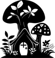 Fairy House - Black and White Isolated Icon - Vector illustration