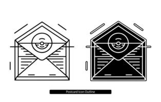 Postcard send outline icon. linear style sign for mobile concept and web design. Mail post card simple line vector icon