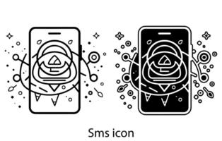 SMS icono contorno vectorial, sencillo conjunto de mensaje relacionado vector línea iconos contiene tal íconos como conversación,