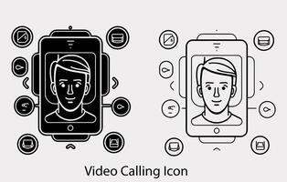 Video calling icon, outline style,Simple Set of Video Conference Related Vector Line Icons,Videocall line icon. Minimal vector illustration, simple outline icons