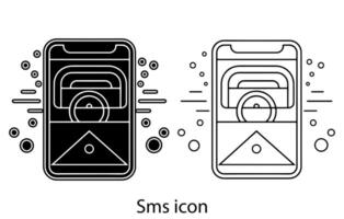 Sms Icon Outline Vector,Simple Set of Message Related Vector Line Icons. Contains such Icons as Conversation,