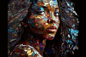 beautiful black woman made out of stained glass. Black live matter concept. Black people. Woman day concept. 8 march international women's day photo