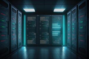 data center room with mainframe storage servers, cloud network concept, hosting databases and internet, Modern Telecommunications, Artificial Intelligence,server room photo