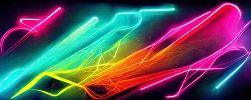 illustration of gaming background abstract, cyberpunk style of gamer wallpaper, neon glow light of sci-fi. Glowing iridescent neon lights for both light and dark backgrounds. photo