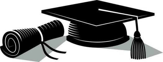 Monochrome Image Of College Hat And A Diploma vector