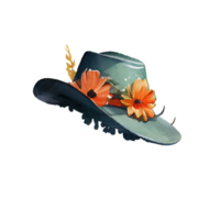 aguarela estilo desenho animado vestindo flor chapéu . ai gerado png