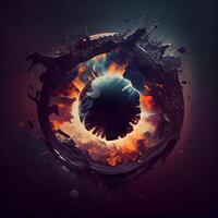 Abstract image of the planet Earth in the form of an eye., Image photo