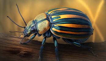 Colorado beetle close-up, Leptinotarsa decemlineata. . photo