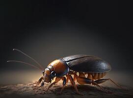 Insect cockroach close up, macro entomology. . photo