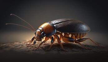 Insect cockroach close up, macro entomology. . photo