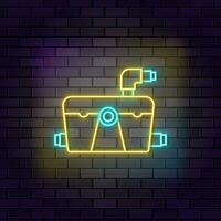 Pump, sump, toilet neon icon brick wall and dark background. vector