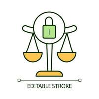 Legal restriction RGB color icon. Judge regulation. Judicial rules. Law department. Judiciary. Isolated vector illustration. Simple filled line drawing. Editable stroke