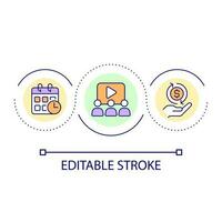 Recurring subscribers payments loop concept icon. Online streamer revenue. Video platform. Paid content abstract idea thin line illustration. Isolated outline drawing. Editable stroke vector