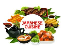 Japanese cuisine traditional authentic dishes menu vector