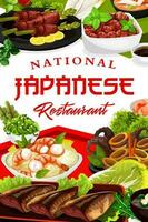 Japanese cuisine food, traditional authentic dish vector