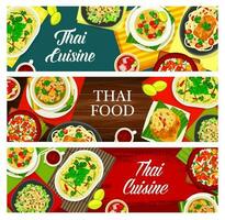 Thai food, Korea cuisine cartoon vector banners