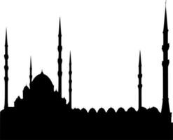 Vector silhouette of mosque on white background