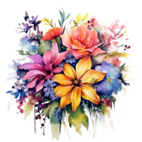 aquarelle fleur bouquet. illustration ai génératif png