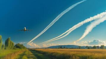 avión en cielo antecedentes. ilustración ai generativo foto