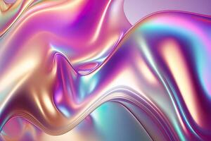 Holographic liquid background. Holograph color texture with foil effect. Halographic iridescent backdrop. Pearlescent gradient for design prints. Rainbow metal. photo
