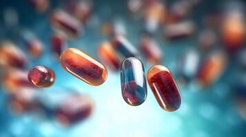 Colorful pills background. Illustration photo