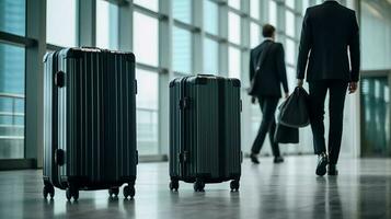 Suitcases in airport. Illustration AI Generative photo