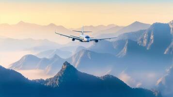 avión en cielo antecedentes. ilustración ai generativo foto