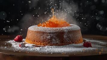 pastel con azúcar polvo. ilustración ai generativo foto