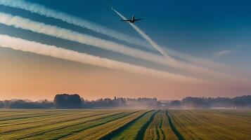 Airplane in sky background. Illustration photo