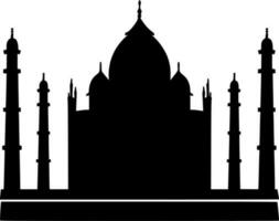 Vector silhouette of mosque on white background