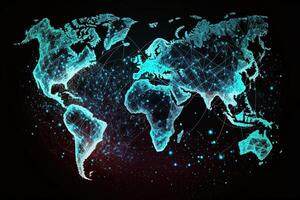 Global map of the world, the earth communication technologies with internet effect. Futuristic modern photo