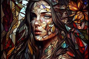 beautiful woman made out of stained glass. Woman day concept. 8 march international women's day photo