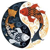 cartoon-style clip art illustration of yin and yang pattern, koi carp. Perfect for web designers, publishers, and content creators photo