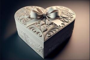 Realistic decorative gift boxes 3d gifts white cardboard packaging templates side view heart shape presents Perfectly wrapped valentines giftbox luxury cardboard photo