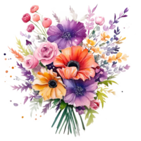 Watercolor flowe bouquet. Illustration png