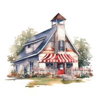 USA patriotic farmhouse. Illustration png