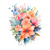 Watercolor flowe bouquet. Illustration png