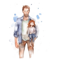 père avec enfant. aquarelle du père journée illustration. illustration ai génératif png